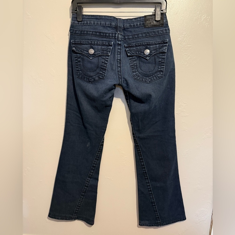 True Religion Dark Blue Flare Jeans Size 27 Y2K Retro Vintage Classic Pockets - Picture 10 of 16
